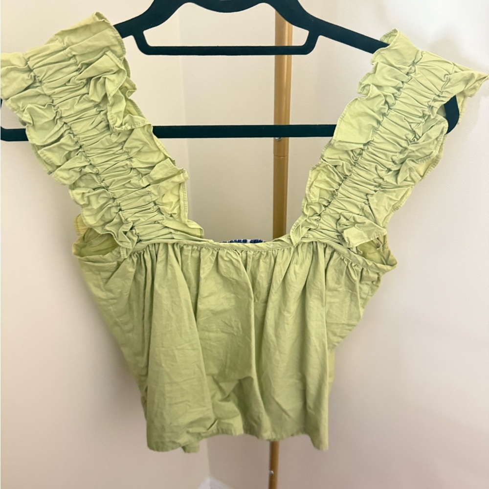 Light Green Ruffle Tank Top - Picture 2 of 2